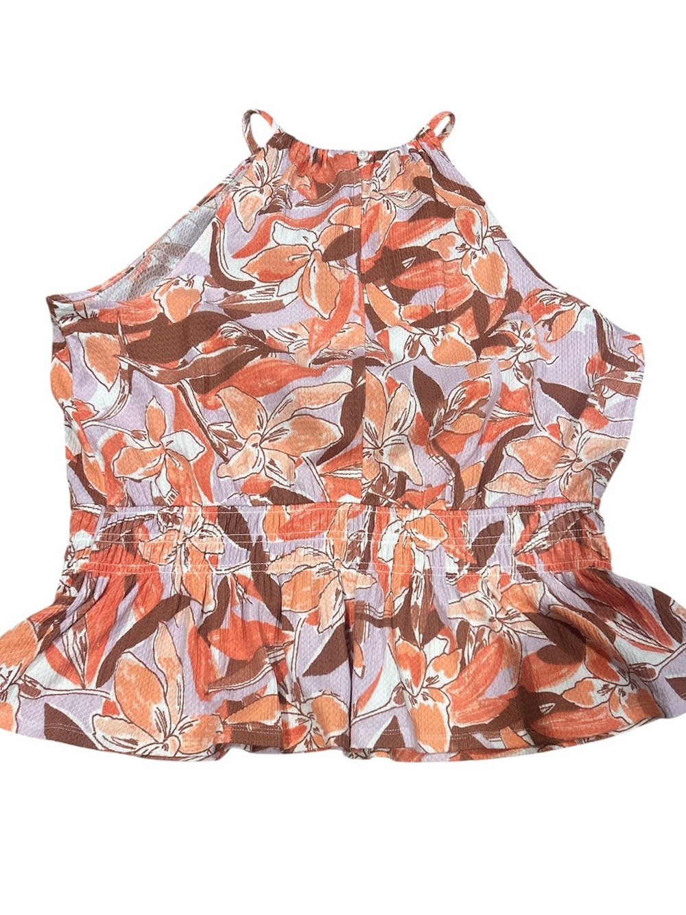Nine West Floral Marsala Halter Sleeveless Top L - Picture 2 of 3
